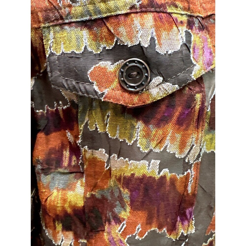 Ruby Rd Size 10 Autumn Print Mandarin Collar Button Jacket Vibrant PrintMultico - Picture 6 of 12